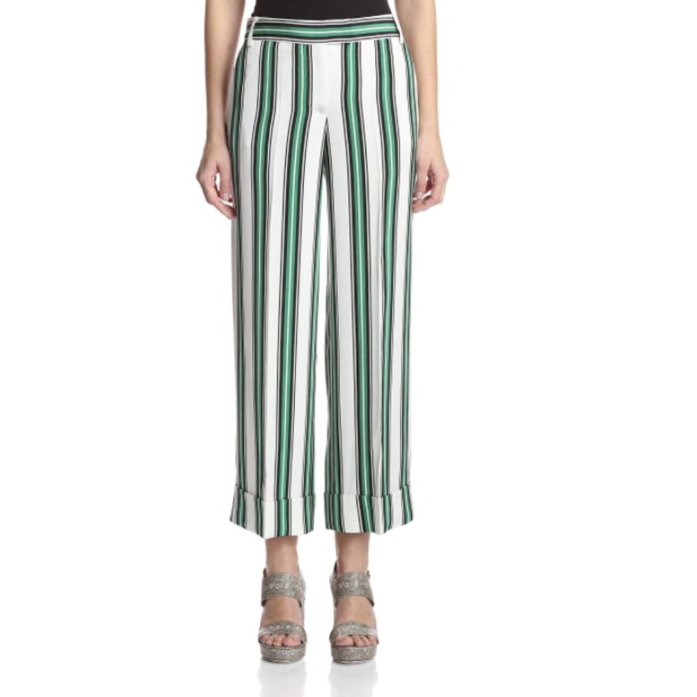 Salvatore Ferragamo Silk Striped Retro-chic trousers